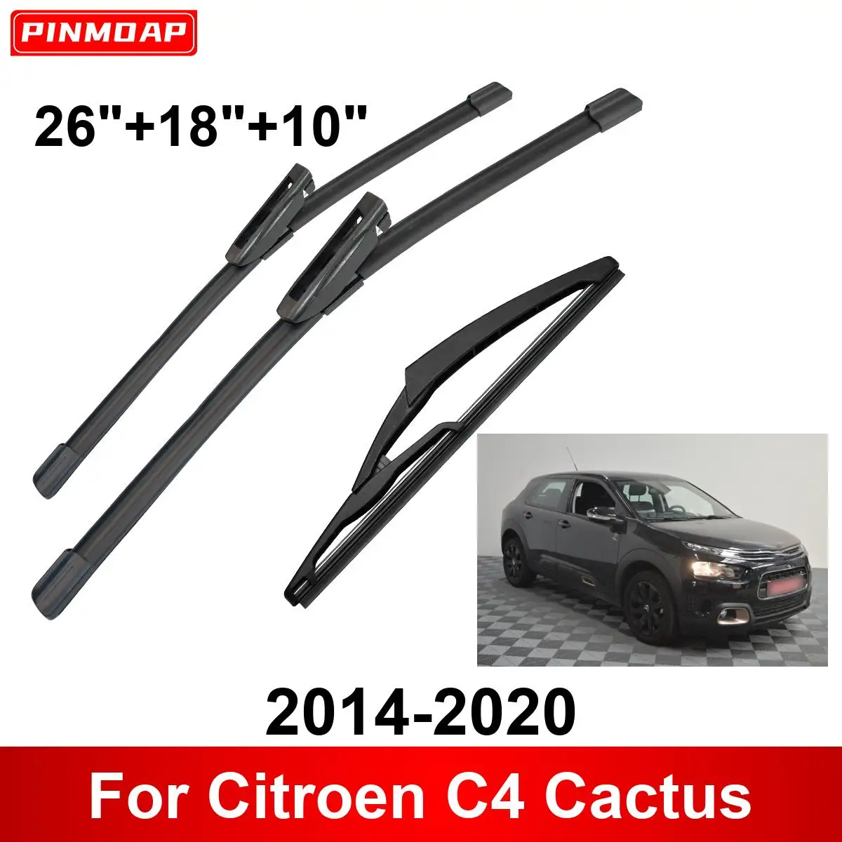 3PCS Car Wiper For Citroen C4 Cactus 2014-2020 Front Rear Wiper Blades Brushes Auto Accessories 2015 2016 2017 2018 2019 2020