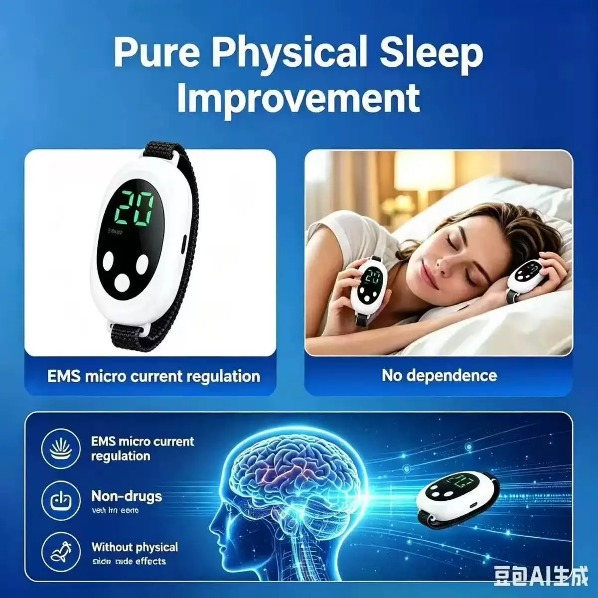 Handheld EMS Sleep Aid Device Microcurrent Pulse Portable Rechargeable Sleep Instrument for Improve Sleep and Insomnia Anxiety