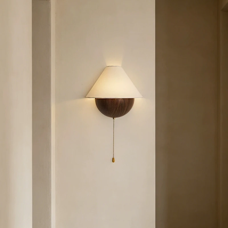 Japanese Wabi Sabi Wall Lamps Fabric Lampshade LED Wall Sconces Hotel Bedroom Dressing Table Homestay Embellish Light Fixtures