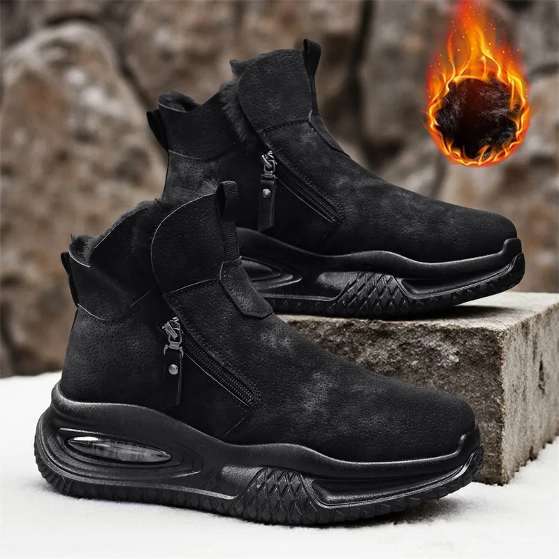 

Мужские ботильоны, короткие ботинки, зимние ботинки с толстой подкладкой и изоляцией, стильные и универсальные зимние ботинки на толстой подошве.