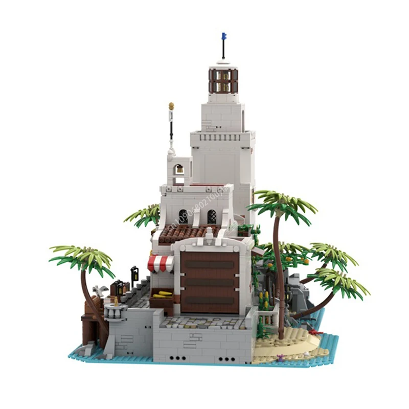 5001 sztuk Moc piraci średniowieczny Puerto Santa Maria Harbor światło modułowa architektura klocki montażowe klocki zabawki dla dzieci prezent