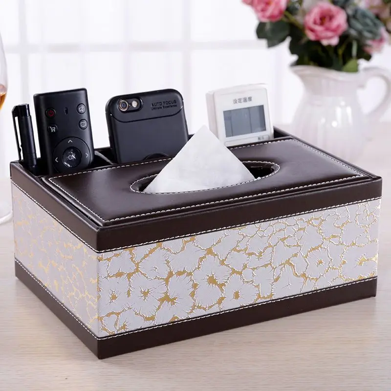 4-Grid Large Size Multi Functional Tissue Box Drawn Paper Box Tea Table Hotel Living Room Remote Control Storage Tools Napkin