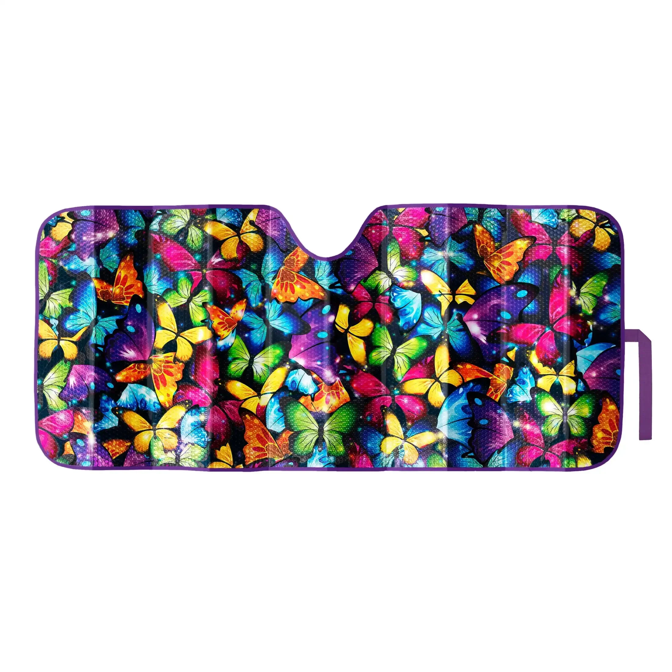 

Butterfly Car Sun Shade for Women 63"x28.5" Accordion Fold UV Heat Blocker Floral Windshield Protector Garden Theme