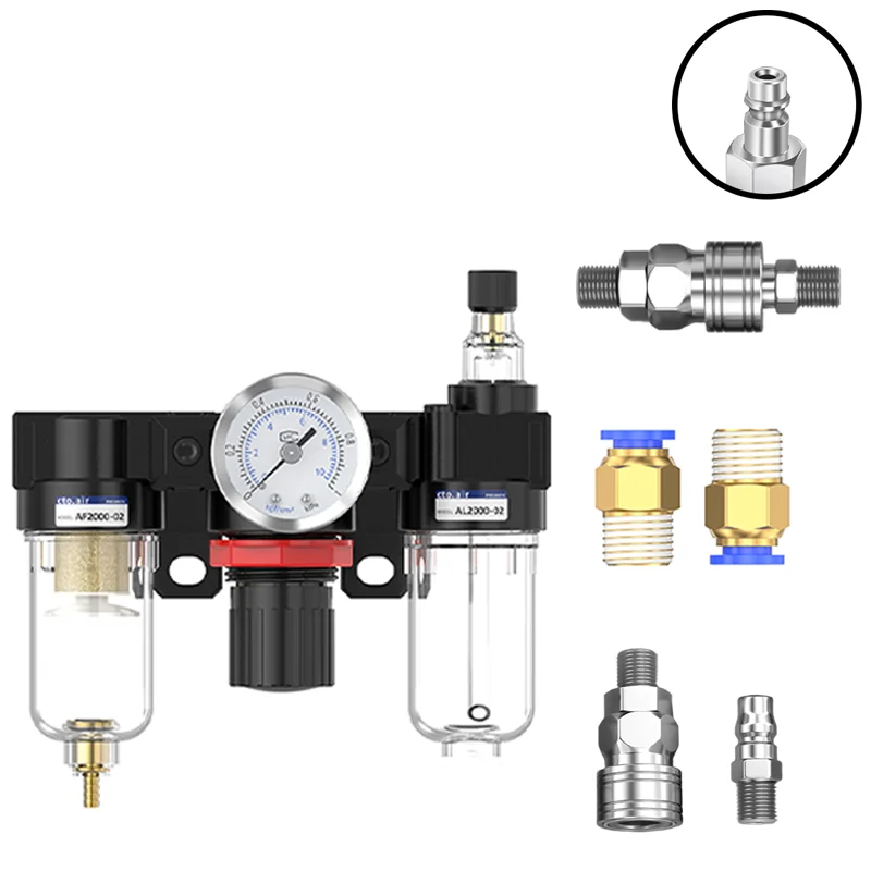 

AC2000-02 Pressure Regulator Gauge Air Compressor Filter Oil Moisture Separator For Water Filters Dehumidifie