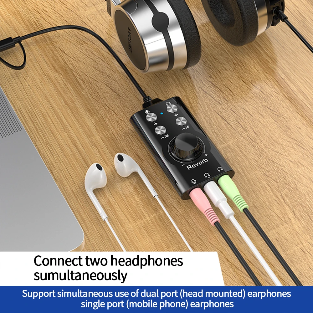 USB External Sound Card USB Type C External Sound Card Microphone Headphone Adapter for Laptop Phone Voice Changer Plug and Play