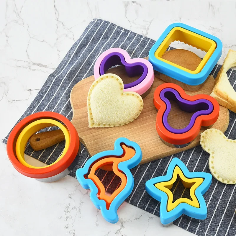 Sandwich Cutter Set for Kids Animal Dinosaur Stainless Steel Bread Mould Biscuit Mold Kitchen Tools & Sealer Cookies Bento Lunch