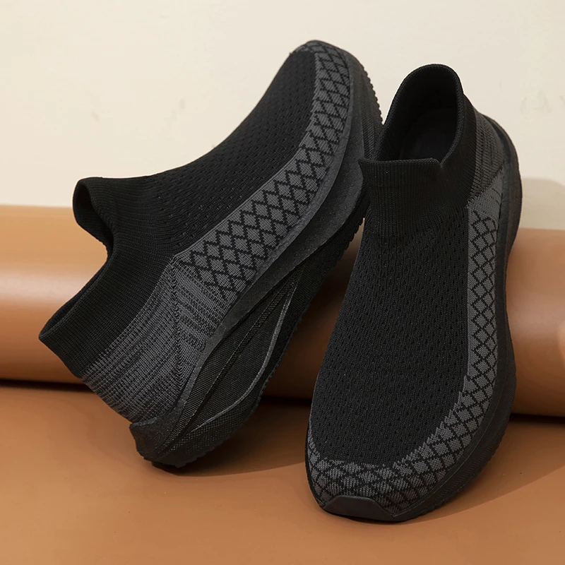 Unisex Real Boost Thick Sole Sock Sneakers Stretch Knit Breathable Plus Size Shock Absorbing Sport Running  Shoes For Men Women