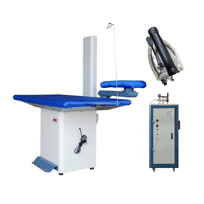 

Electric Steam Garment Vacuum Ironing Table Set Factory Supplied with Automatic Boiler and Iron for Laundry Shop