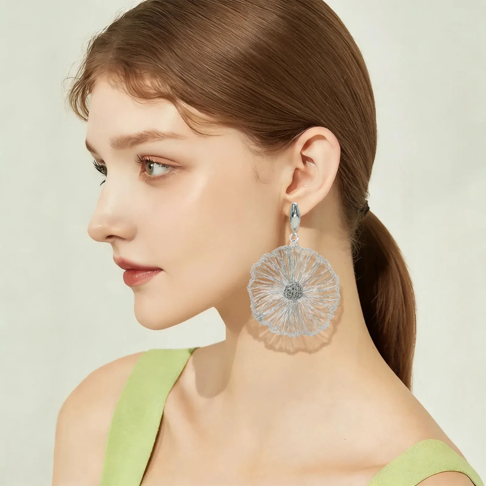 

GZJPEI Design Big Drop Earrings Handmade Knit Line Earring For Women Lemon Slices Shape Boho Jewelry Gift 2026 Trendy New