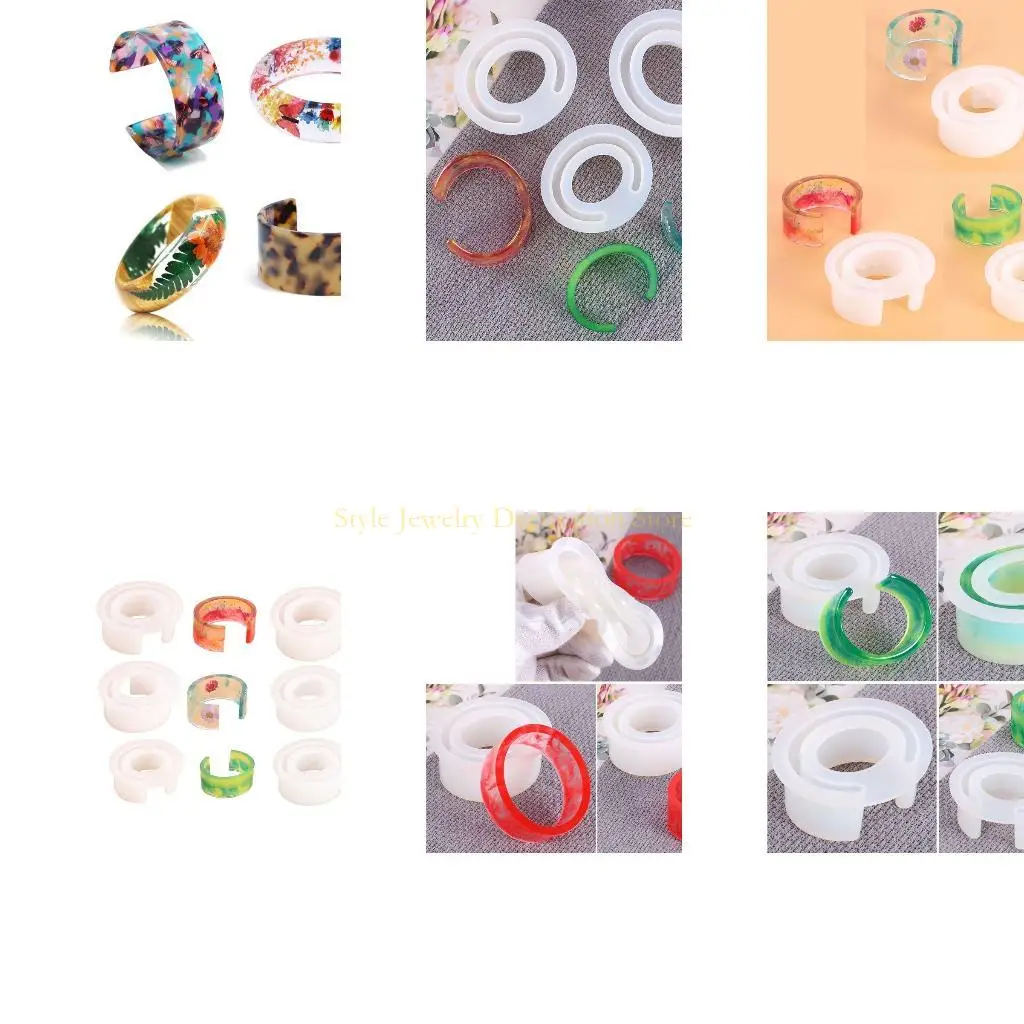 

D46E 6 размеров DIY Широкий акриловый браслет из силиконовых форм набор открытых браслетных браслетных монтиров