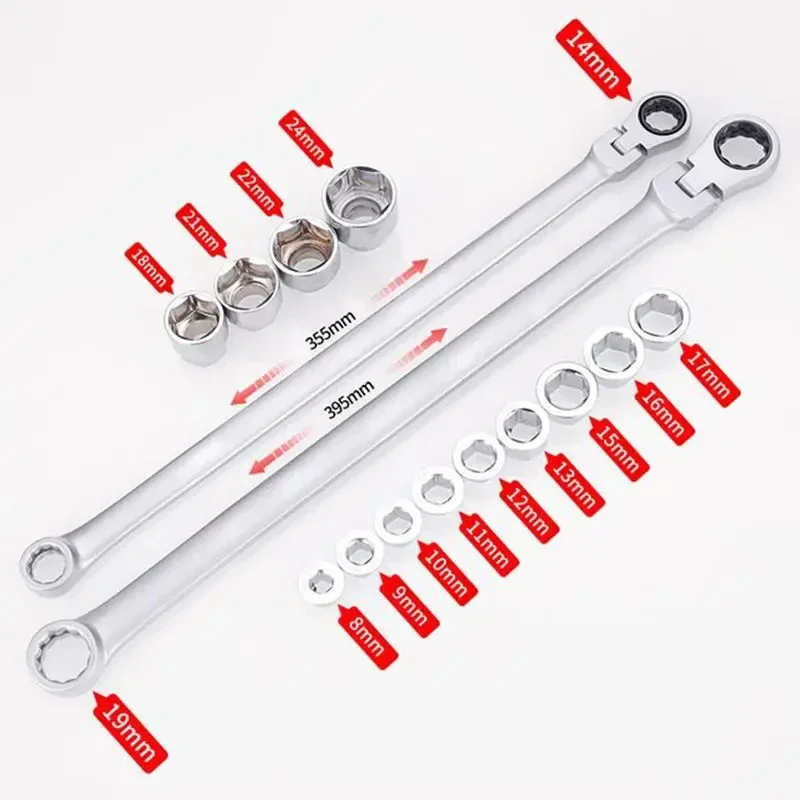 36/27/15PCS Adjustable Chrome Ratchet Wrench Kit Car Repair Hand Tools Wrench Socket Set tools set Vanadium Steel Torque