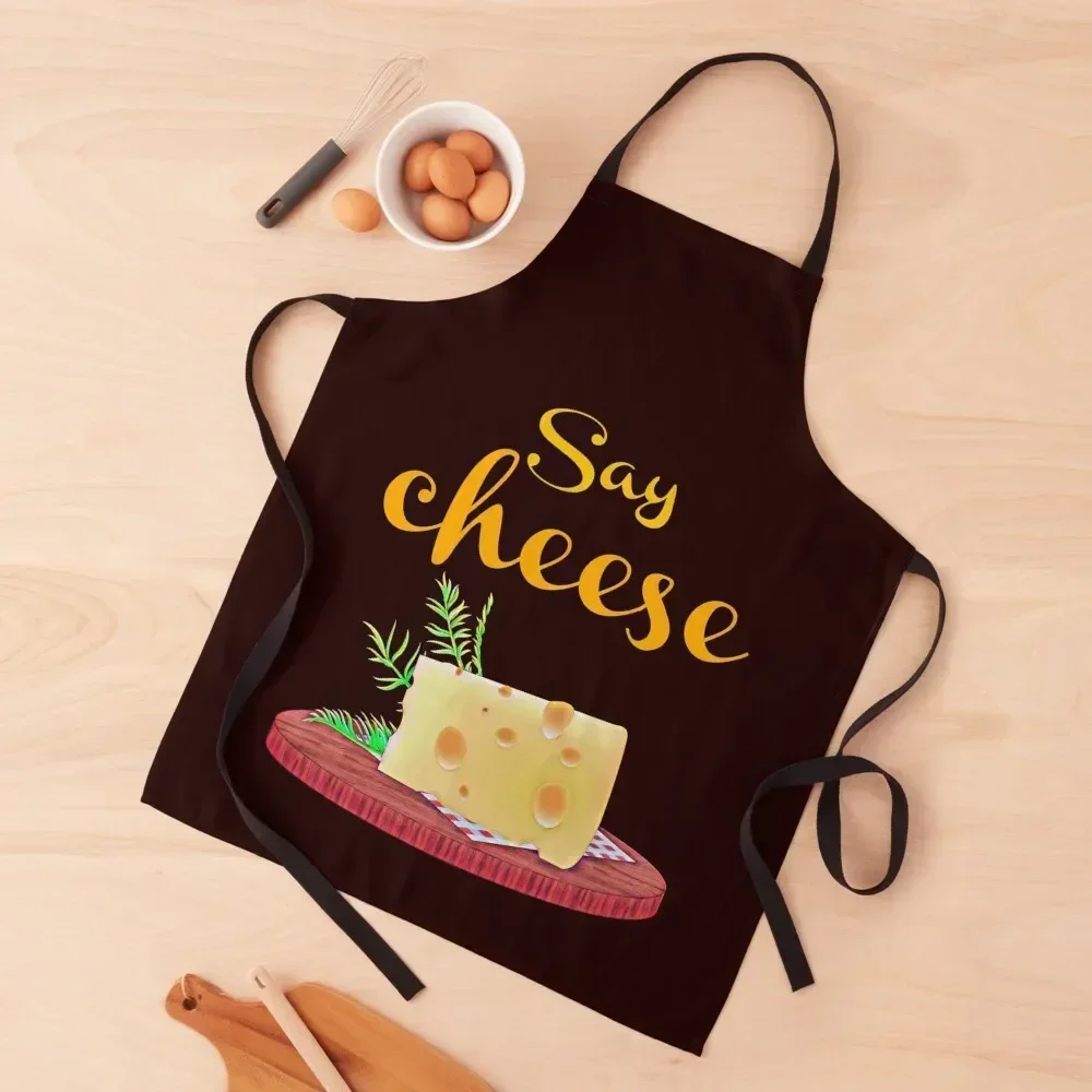 say cheese. cute cheese design Apron Kitchen For Women kitchen utensil Apron