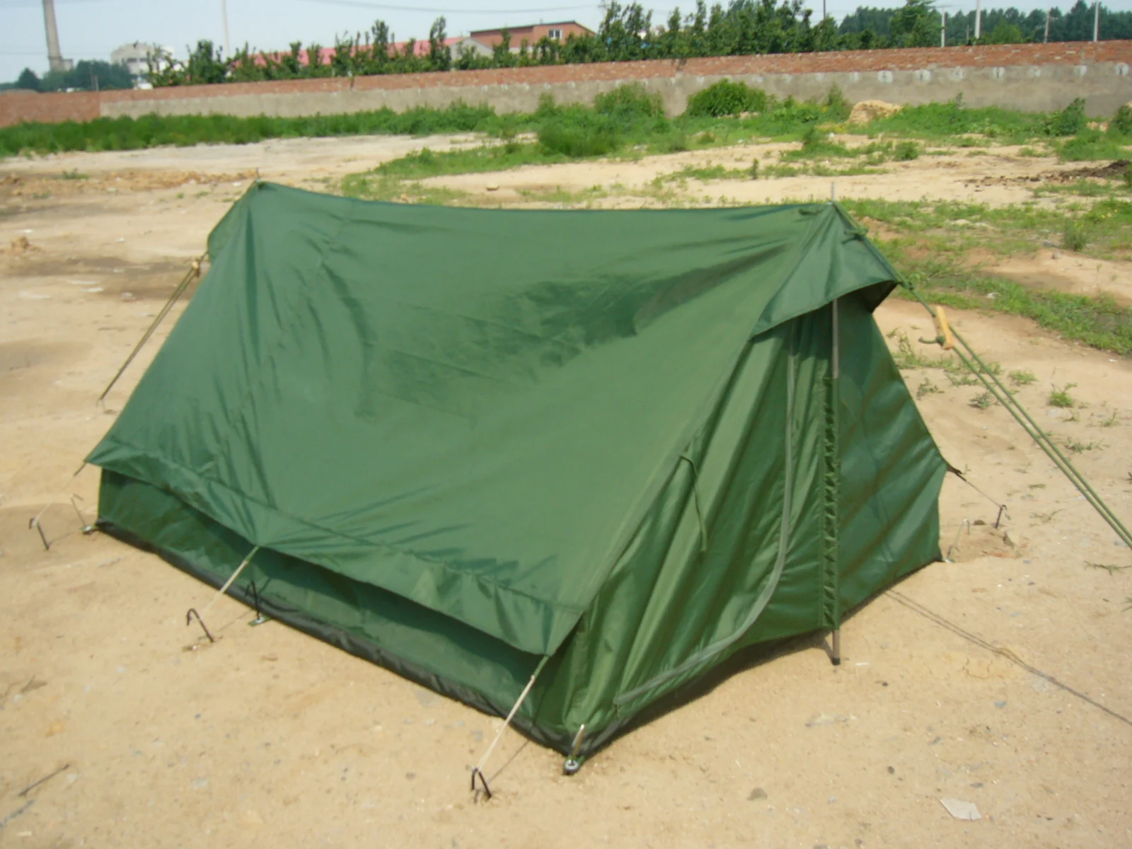 Portable Triangle A Shape Two Poles 2-Person Green Waterproof Hiking Camping Tent