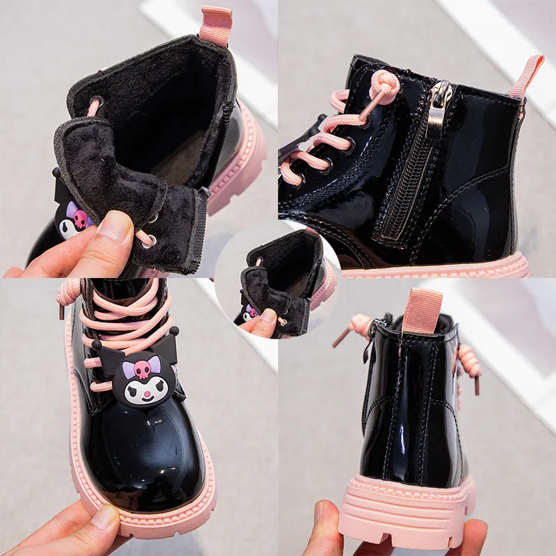 My Melody Kuromi Girl Boots Autumn Winter New Soft Bottom Sanrios Anime Figure Child Cotton Boots Princess Kawaii Cartoon