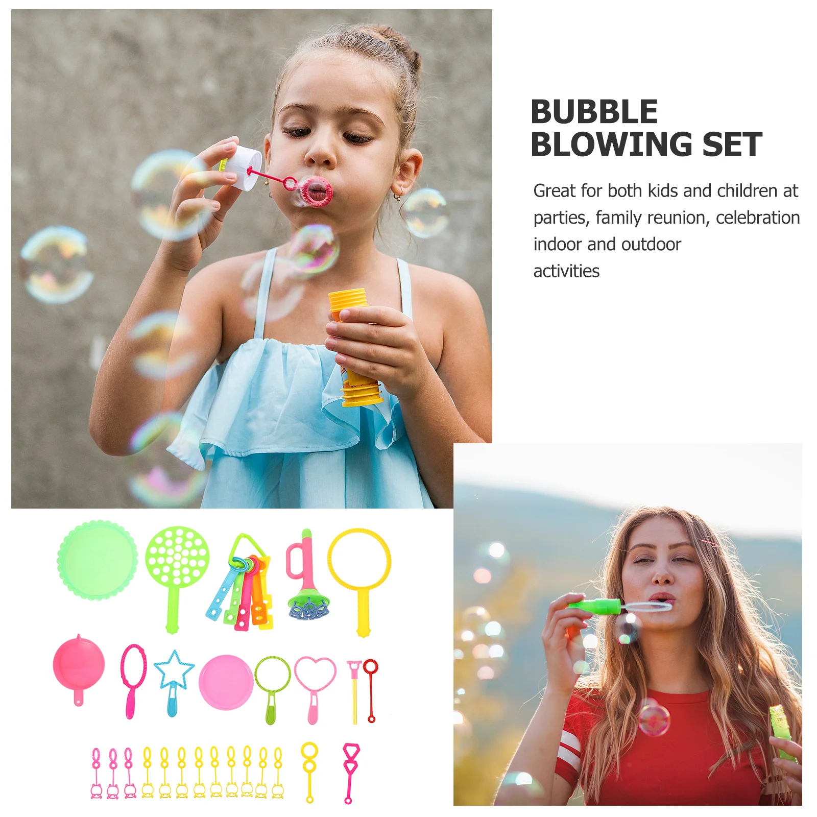 26 قطعة من عصا صنع الفقاعات الكرتونية، مقابض متينة، قضبان متعددة الأحجام للأطفال في الصيف في الهواء الطلق على الشاطئ وحمام السباحة، عصا صنع الفقاعات الممتعة