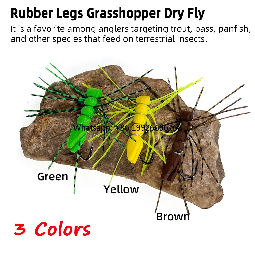 

Wholesale #4 Rubber Legs Grasshopper Foam Body Floating Hopper Dry Fly Trout Steelhead Bass Salmon Fishing Lures manufacturer