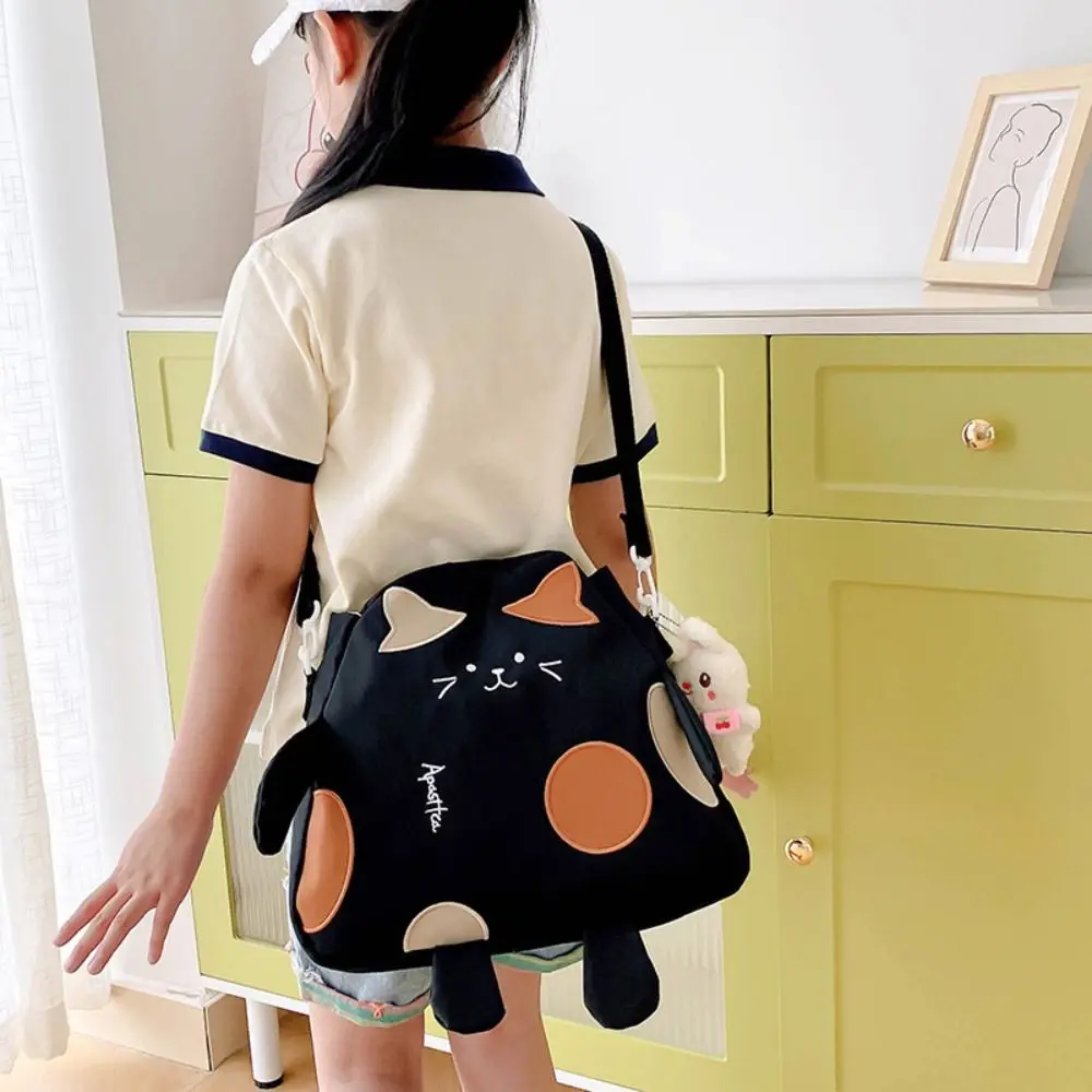 Cute Cat Shape Crossbody Bag Kawaii Ladies Nylon Messenger Bag Large Capacity School Shoulder Bag for Teenage Girls Handbags