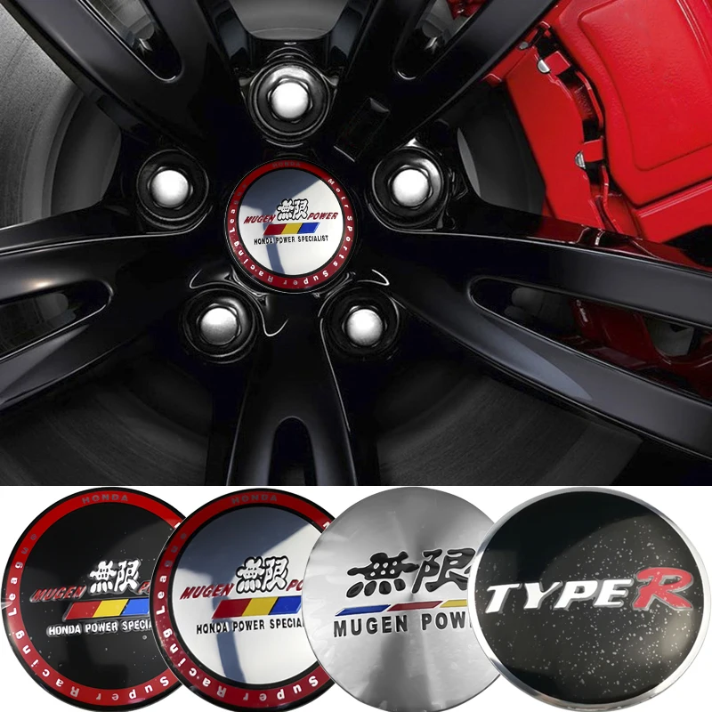 4Pcs Car Wheel Center Emblem Stickers Hub Badge for Honda Mugen Power Typer Accord CRV Civic City Odyssey HRV Insight Elysion