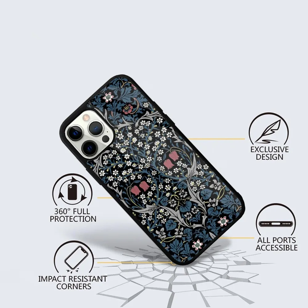 William Morris Strawberry Thief Design Phone Case For iPhone 16,15,14,13,12,11,Plus,Pro,Max Magsafe Magnetic Wireless Charging