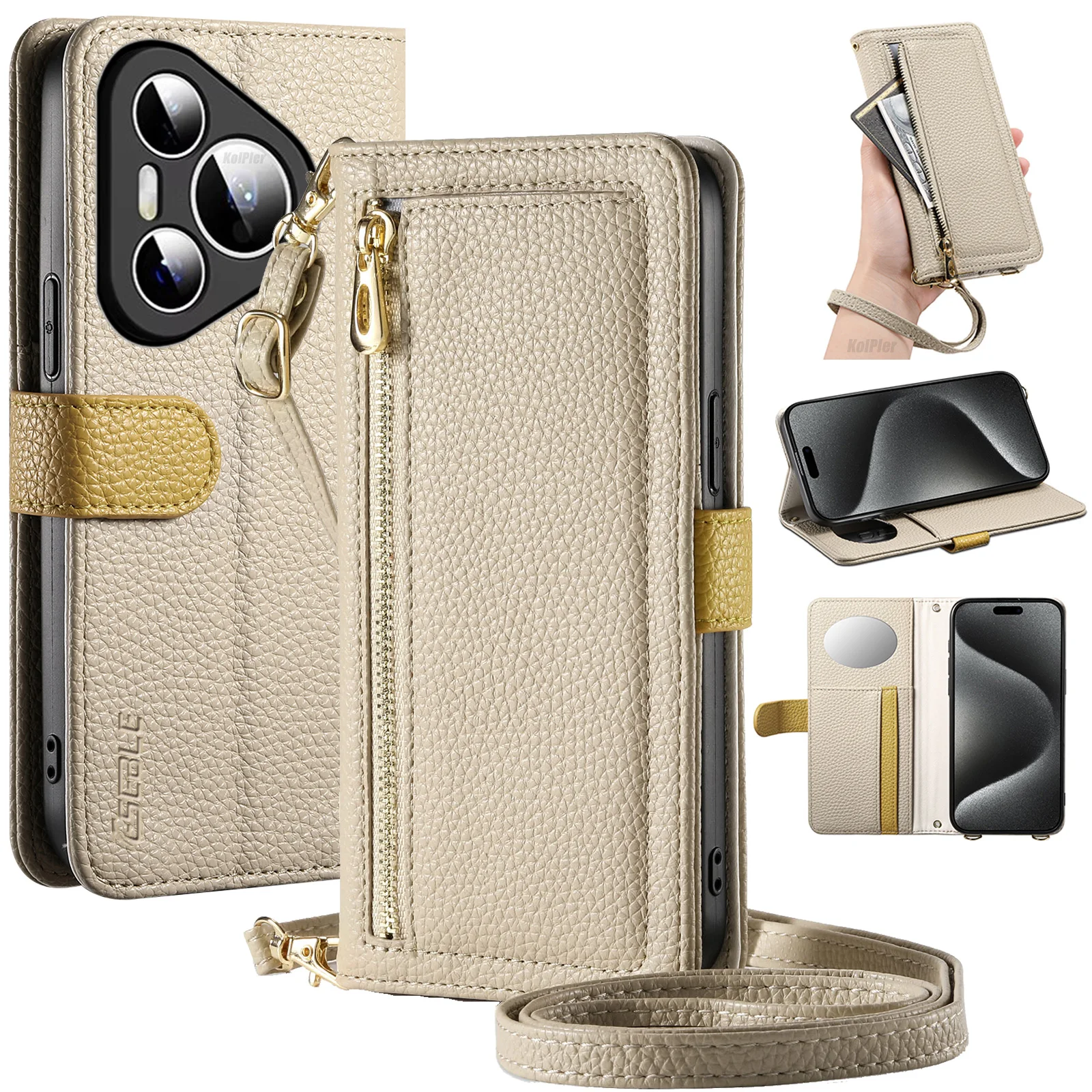 

Женский кожаный чехол через плечо для Huawei Pura 80 PRO 80PRO+ Pura70 Ultra 5G, откидная крышка-бумажник с отделениями для карт, откидная сумка для телефона Capa