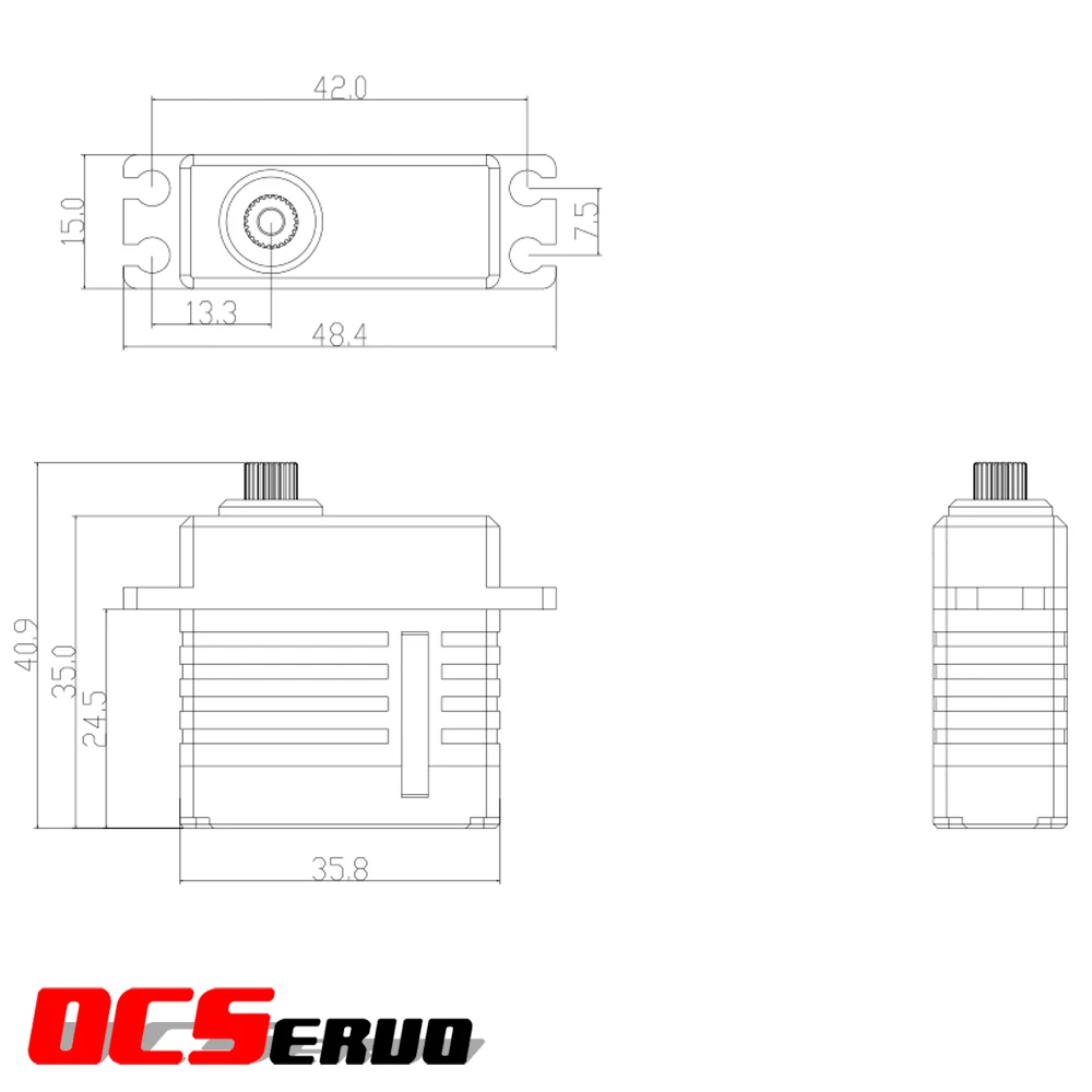 OCS-D2007 8.4V 20kg.cm 51g 0.07S/60° Brushless Motor High Torque Servo Steel Gear All CNC Case Mid Size BLS