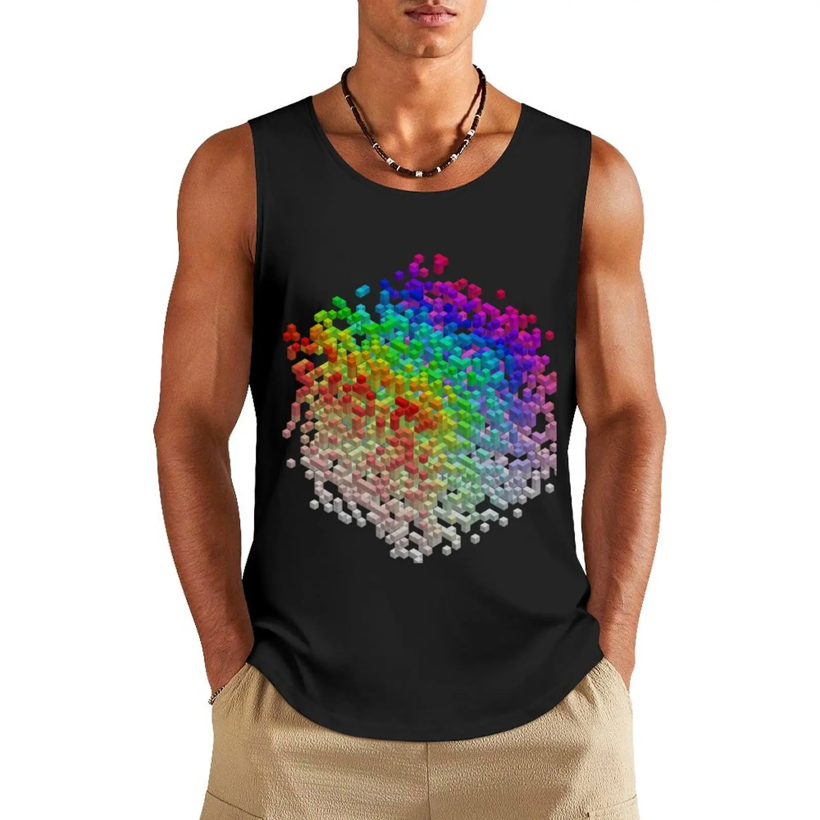 

Rainbow Cubes Tank Top Men's gym Men's summer clothes 2024