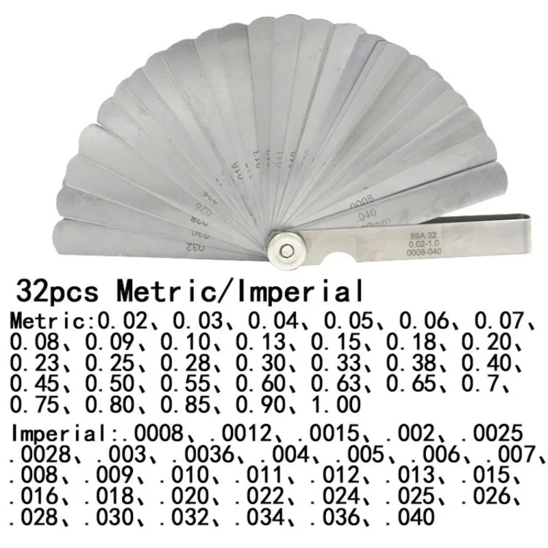 32-Piece Gauge Sheet Metric 0.02-1 Mm Stainless Steel   Thickness  Wedge