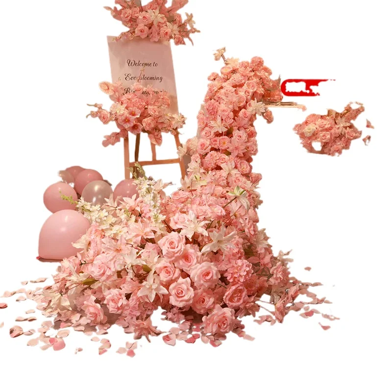 

Waterfall table flower birthday fake flower finished birthday arrangement decoration floral hotel birthday banquet simulated