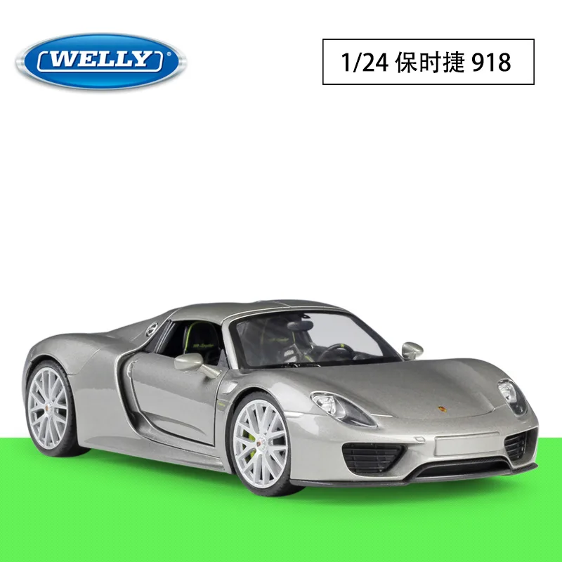 

Модель автомобиля WELLY 1:24 Porsche 918, модель Spyder из сплава, коллекционное украшение, модель автомобиля для мальчиков, игрушки для детей, подарки на день рождения