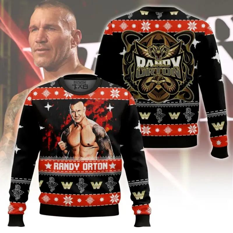 

Randy Orton Ugly Sweater 3D Funny Holiday Party Pullover Warm Cozy Plus Size Xmas Jumper for Men Family Christmas Gift 2026