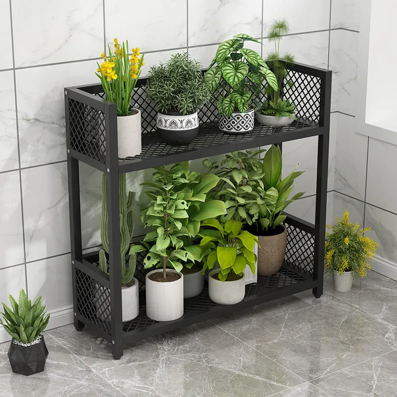Air conditioner external machine flower stand shelf balcony multi-layer living room floor-to-ceiling outdoor wrought iron succul