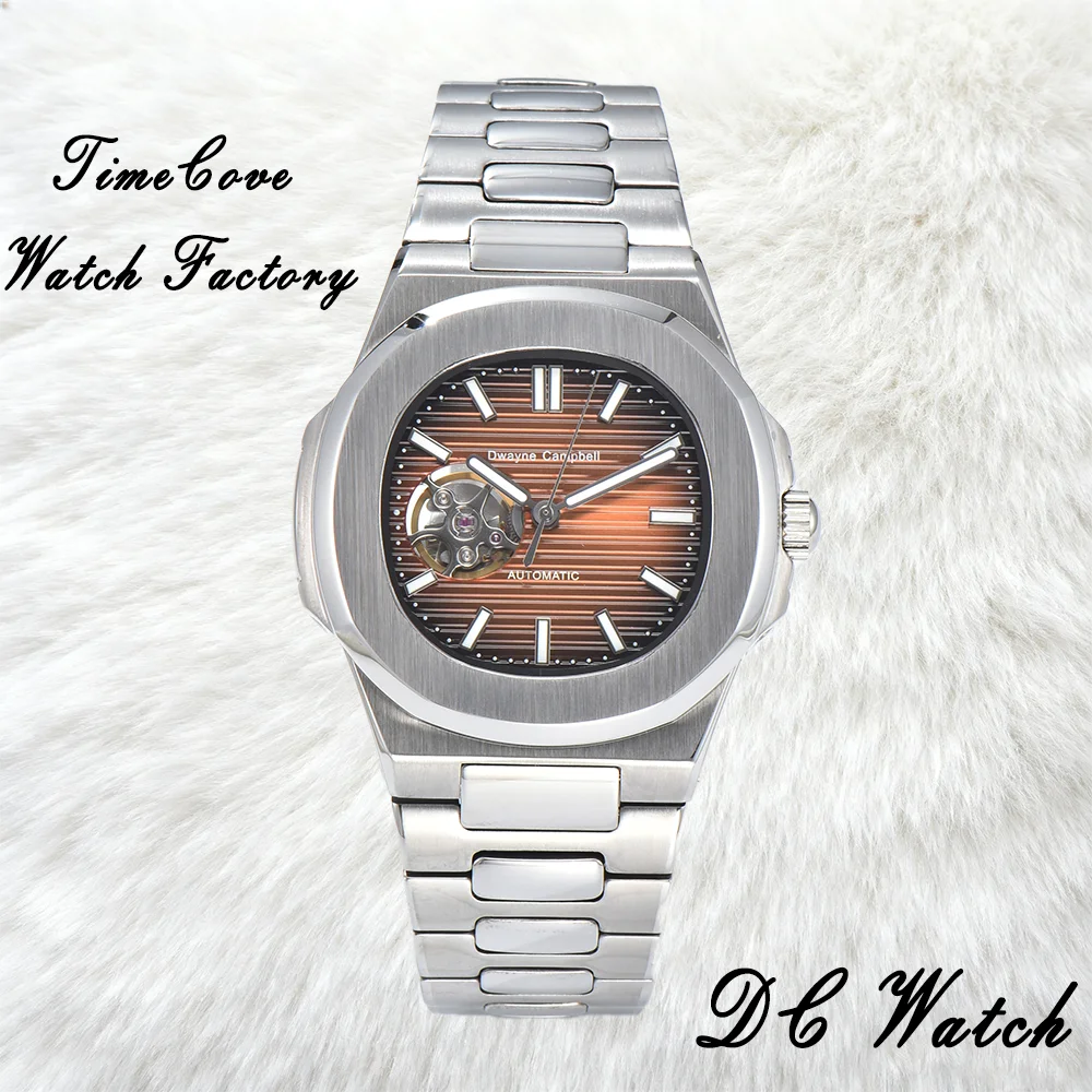 Per NH38 Orologio con logo personalizzato Cronografo impermeabile Movimento automatico Orologi Quadrante cavo modificato con coperchio inferiore cavo