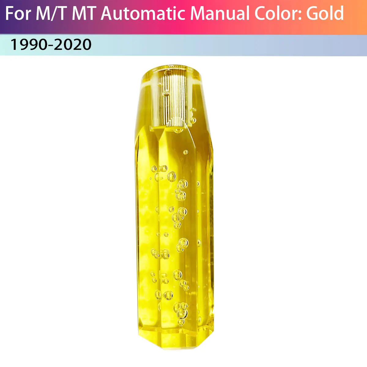 Shift Knob Stick Gold Crystal Transparent Bubble Manual Gear Shifter 15cm Long SJ-HDT-GL