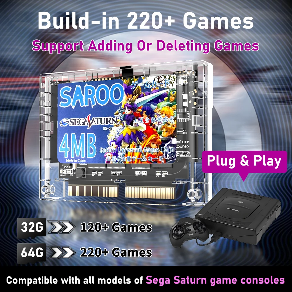 Saroo HDLoader For Saturn With 220+ Retro Games For All Models Of Sega Saturn Plug And Play With TF Card Play Games Without CD