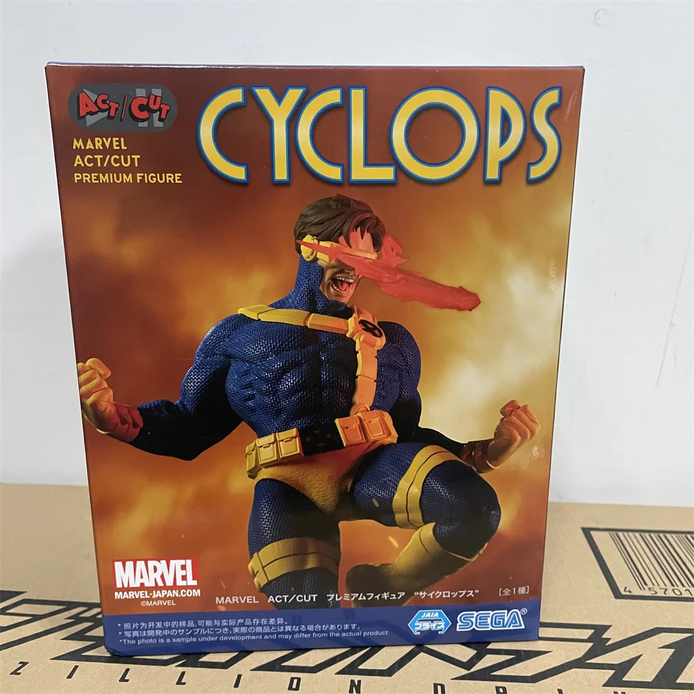 Stock Bandai Original Anime Figure Sega X-Men Scott Summers Cyclops Action Figurine PVC Toys for Children 13CM Collector Model