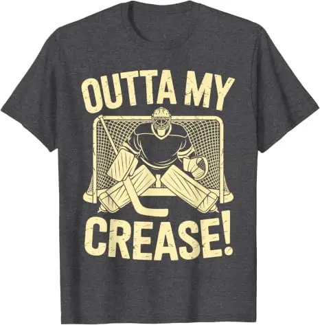 Outta My Crease Lustiges Eishockey-Torwart-Kunstwerk für Männer und Frauen T-Shirts Eishockey-Liebhaber Unisex T-Shirt Outdoor-Sportbekleidung – Detail 14