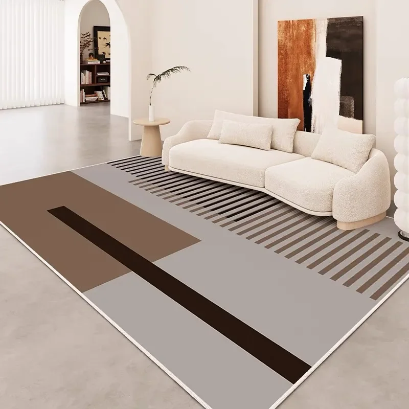 VIKAMA Grey Light Luxury Living Room Large Carpet Sofa Coffee Table Non-Slip Blanket Room Decor Cloakroom Balcony Floor Mat