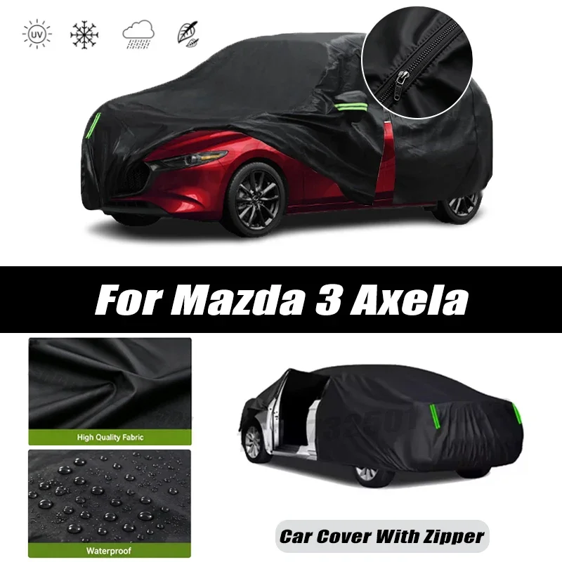 For Mazda 3 Axela Car Covers Outdoor Waterproof Sun Rain Snow Protection UV Car Zipper Design Car Cover Accessories