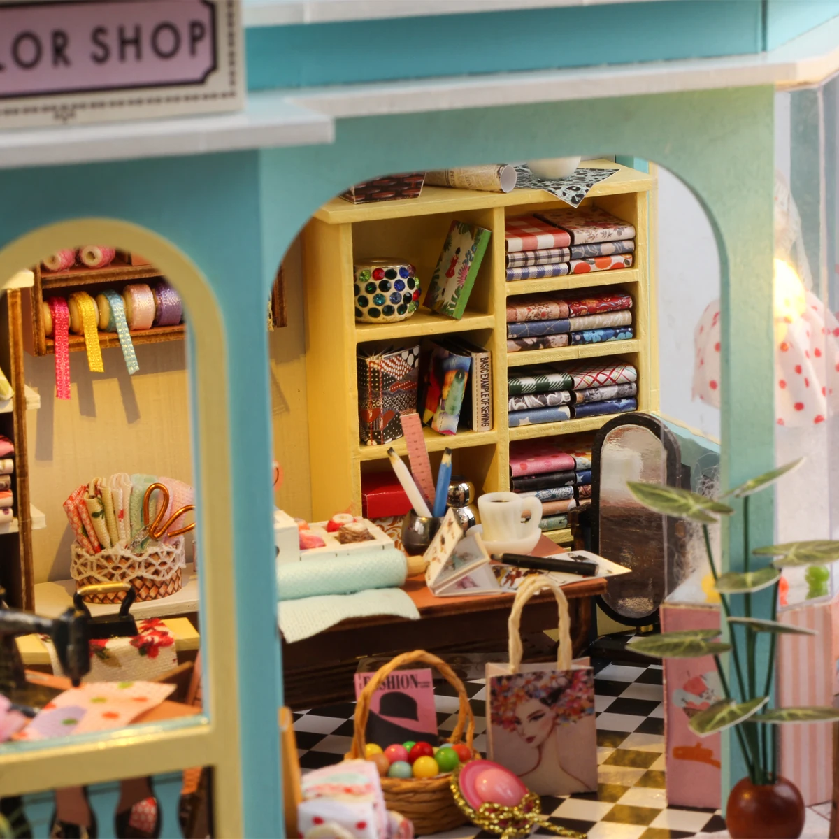 Tailor Shop Assembly Scene Model Building 3D Puzzle DIY Doll House Mini Kit Room Bedroom Decoration Girl Toy Birthday Gift