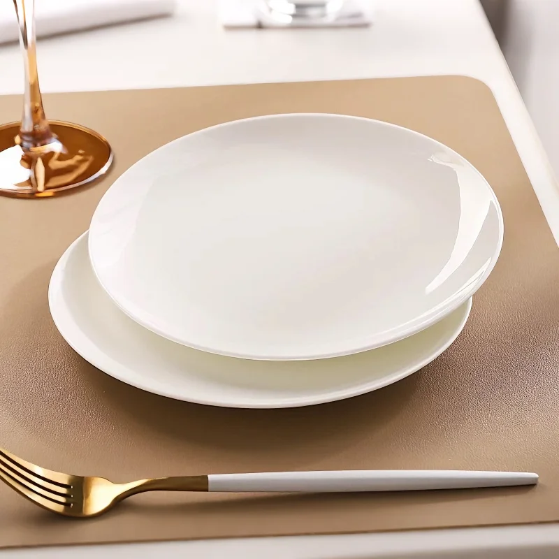 7 inch, plain white bone china kitchen dishes, ceramic tableware, white dishes for restaurant, dessert plates, microwave safe