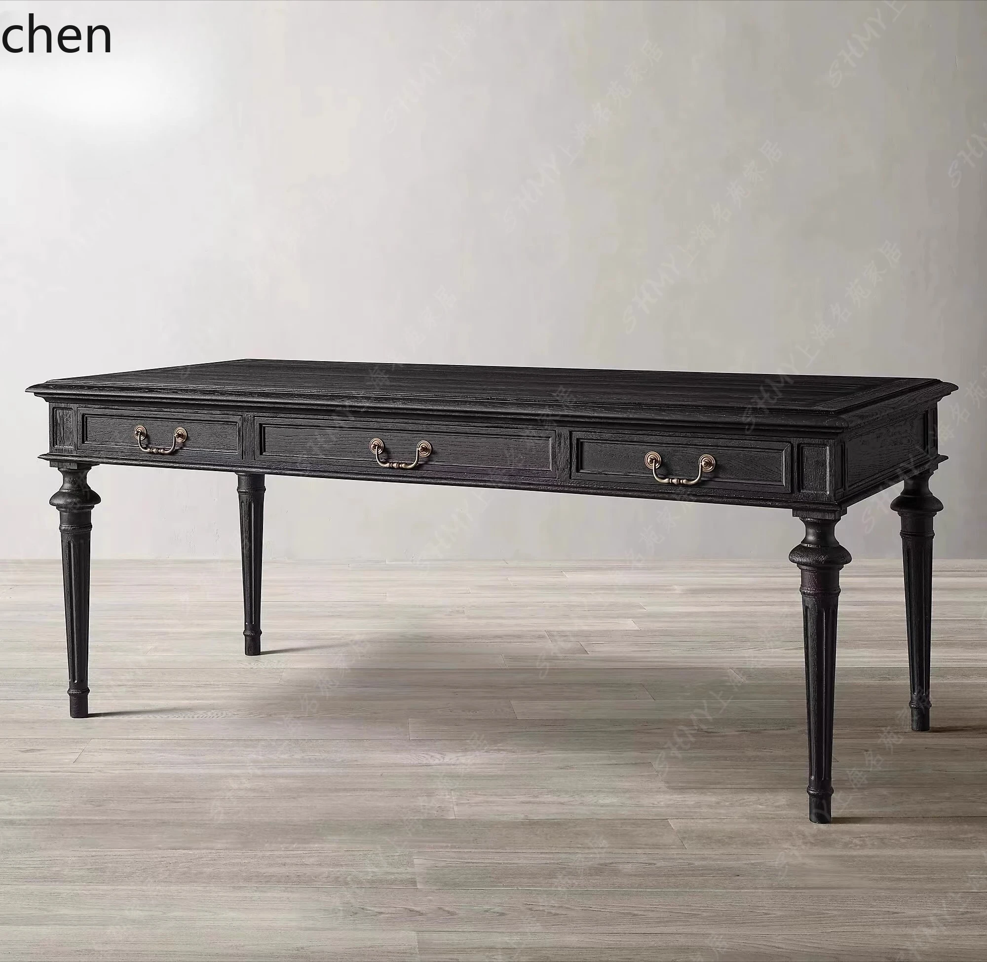 l23 Retro Desk Oak Minimalist Three-drawer Writing Desk Fully Equipped With High-end Solid Wood Desk