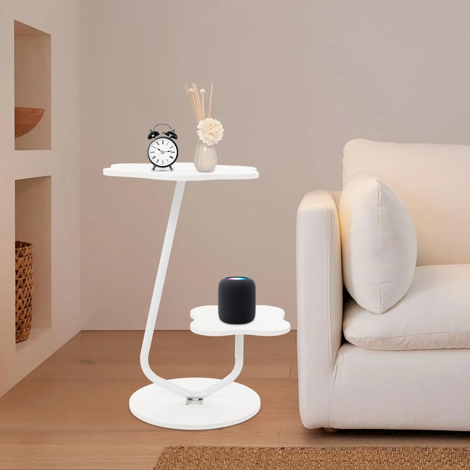 طاولة جانبية للأريكة بطبقتين على شكل زهرة، طاولة نهاية صغيرة، طاولة قهوة حديثة معي