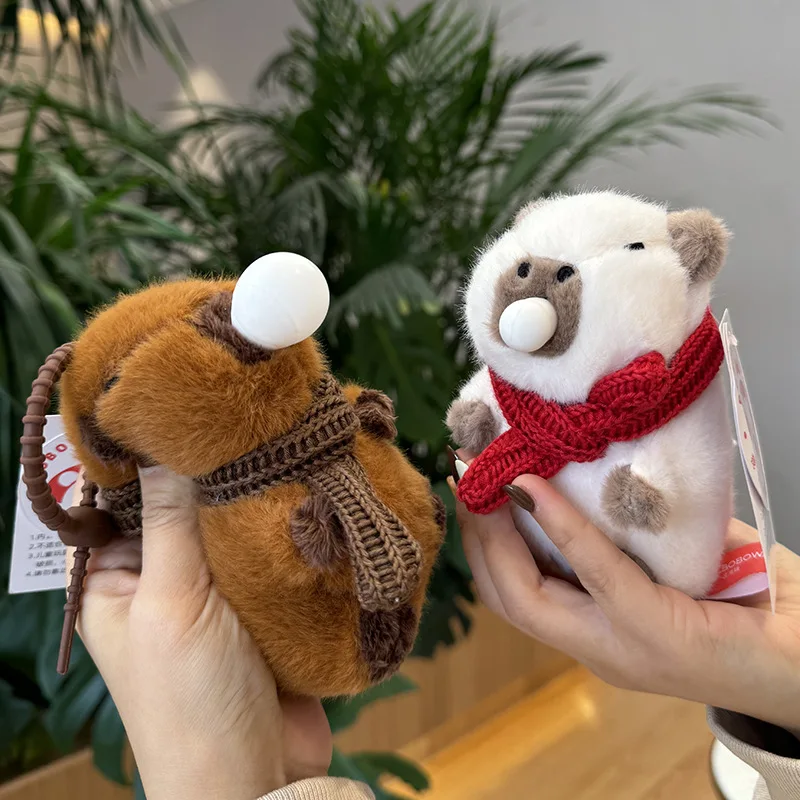 Can shout and spit bubbles Capybara Plush Pendant Toys Car keychain Backpack School Bag Cute Animals Stuffed Pendant