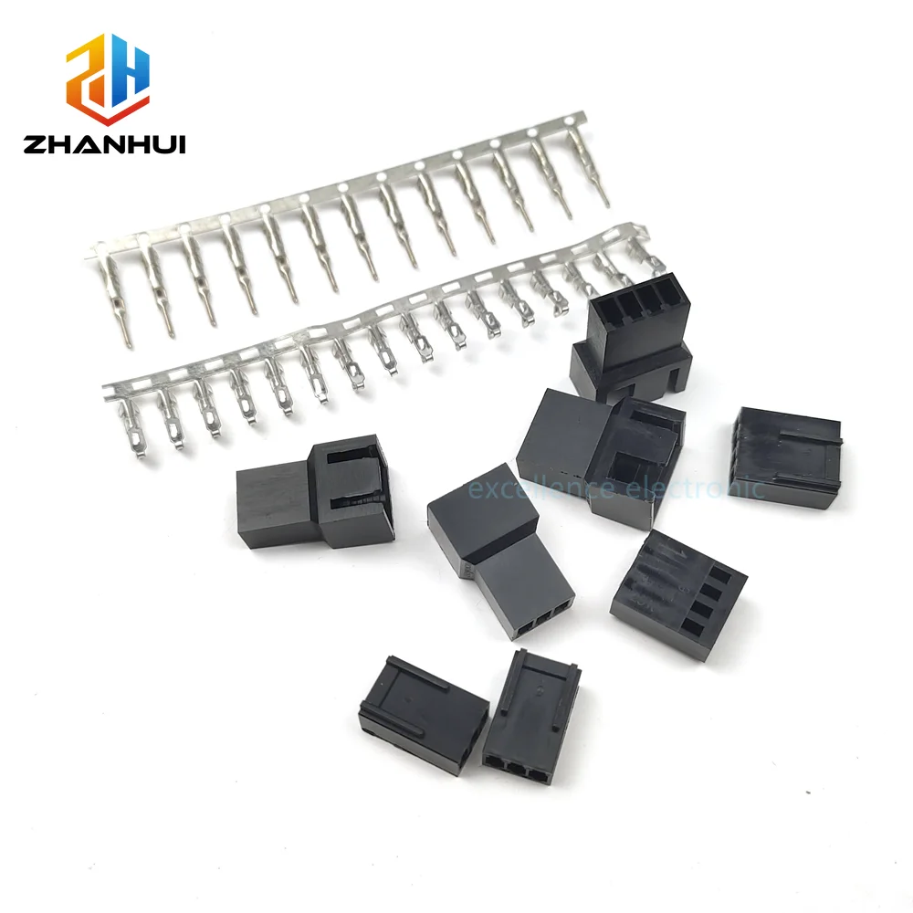 5/10Sets 2.54mm Pitch KF2510 3+1P Connector Housing 4Pin 2540 Male Female Plug Socket with Metal Crimp Terminals