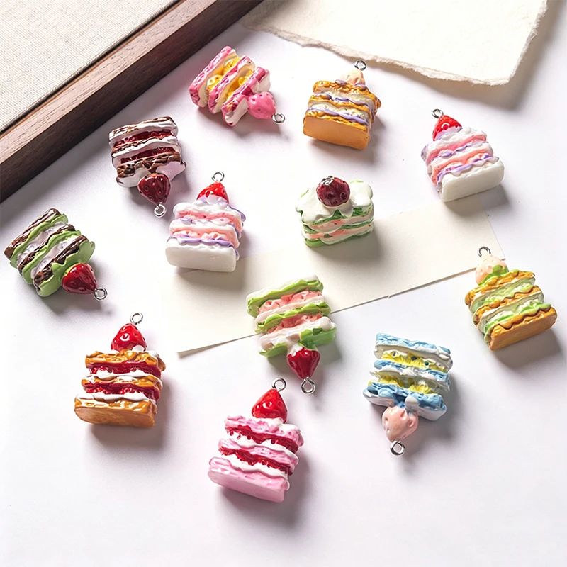 

20Pcs Simulated Napoleon Cake Pendant Food Toy Small Hanging DIY Earrings Bracelet Necklace Bag Keychain Charm