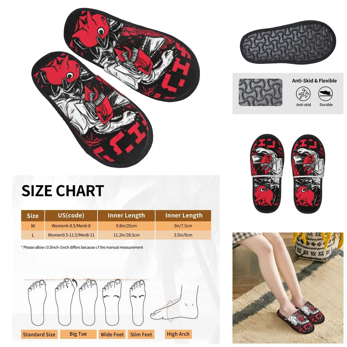 Anime Chainsaw Man Women Furry slippers,fashion Color printing special Home slippers,Neutral slippers pantoufle homme