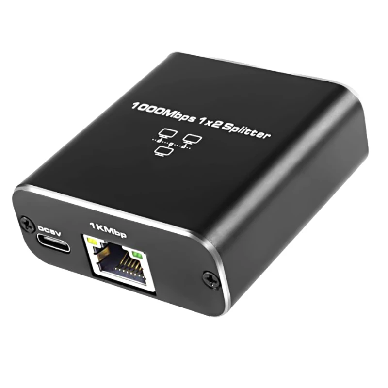 Gigabit RJ45 Network Splitter 1000Mbps 1 To 2 Ways Lan Ethernet Splitter 1Gb Network Coupler 2 Devices Online Simultaneously