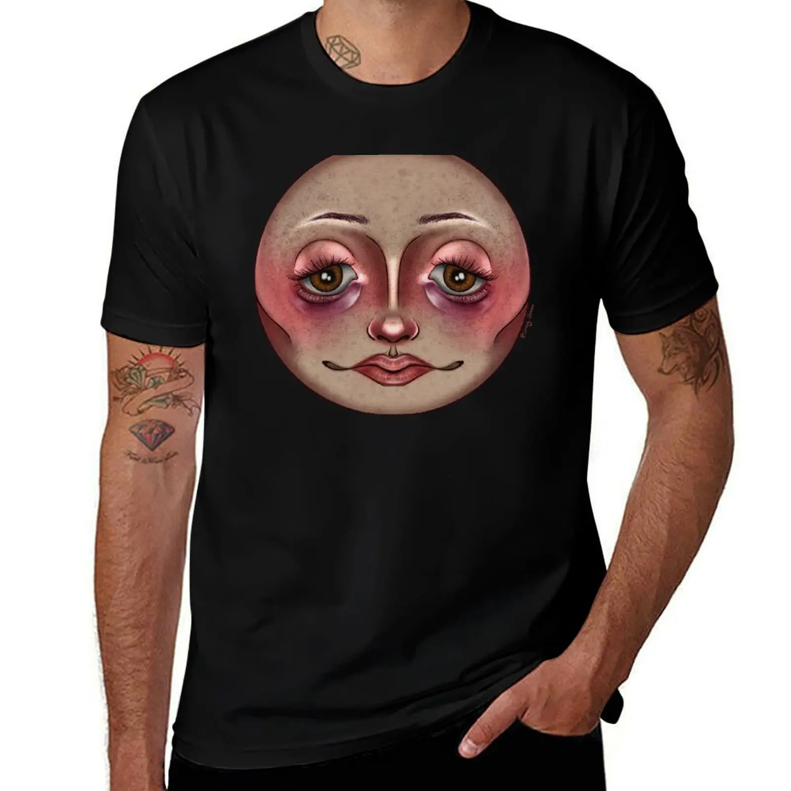 Moonface T-Shirt Daily Wear Plain Short Sleeve Shirt T-Shirt