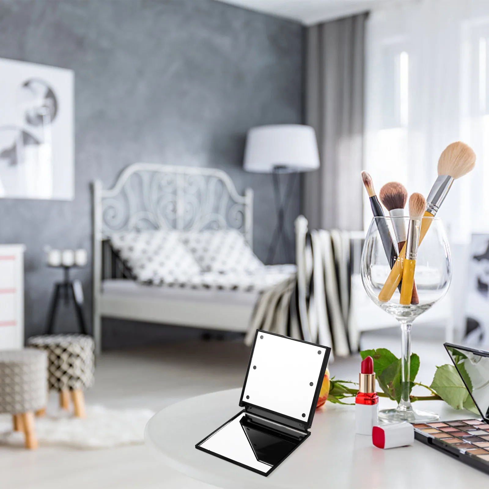 

Компактное светодиодное зеркало для макияжа со складной конструкцией, маленькое зеркало для сумочки, идеальный подарок для женщин и визажистов