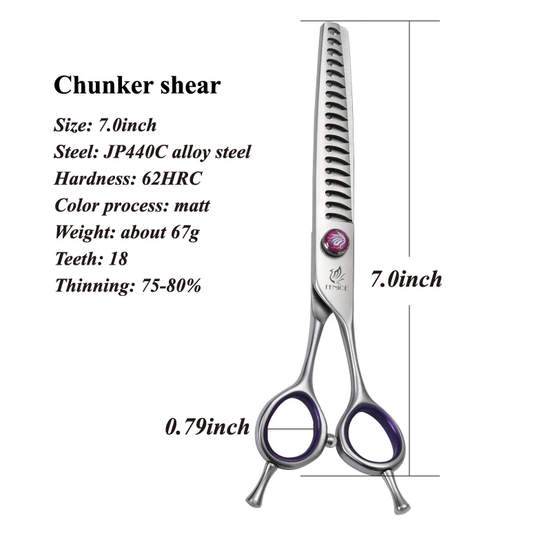 Fenice JP440C 7/8 Zoll Professional Pet Hunde Pflege Schere Gerade Gebogen Verdünnung Chunker Scher Schere Set Für Hunde 8